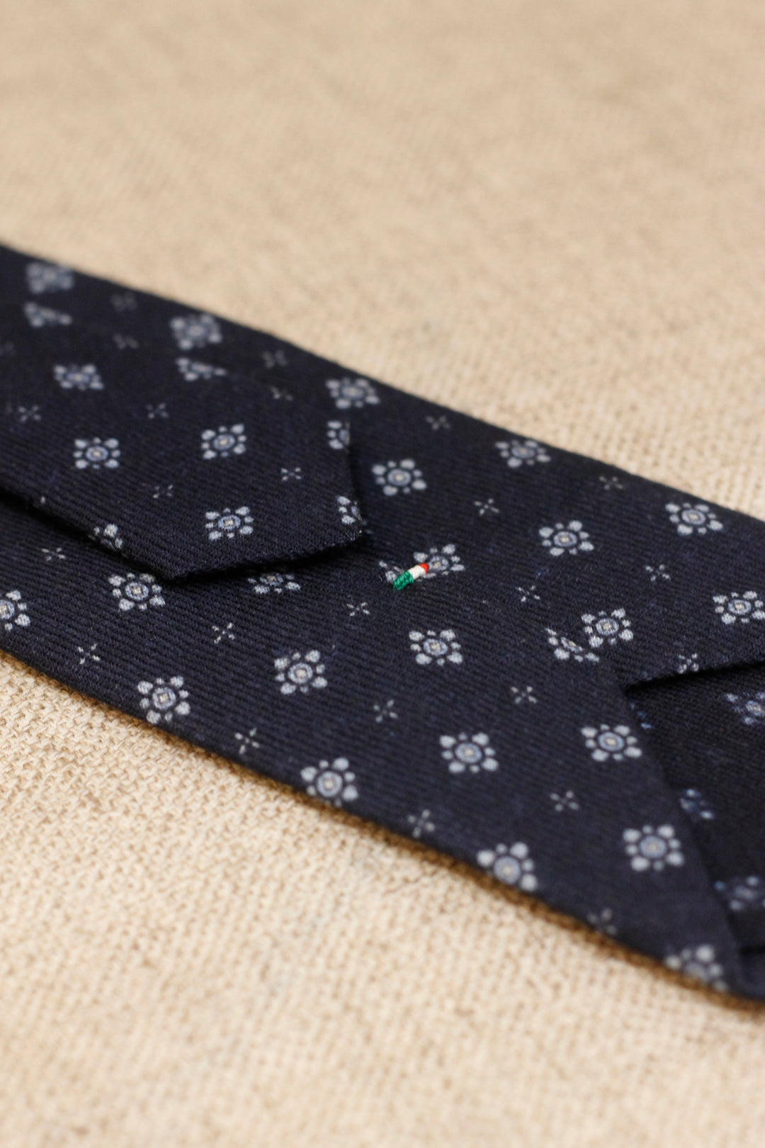 Napoli WOOL Tie Navy Blue Light Blue and White Geometry