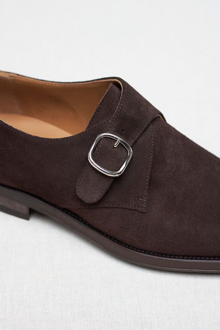 Eclair Brown Suede Double Buckle Shoe