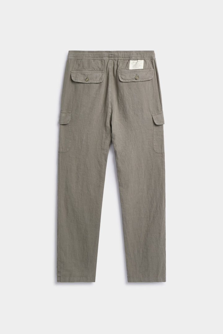 Calça cargo de linho verde com cordão na cintura