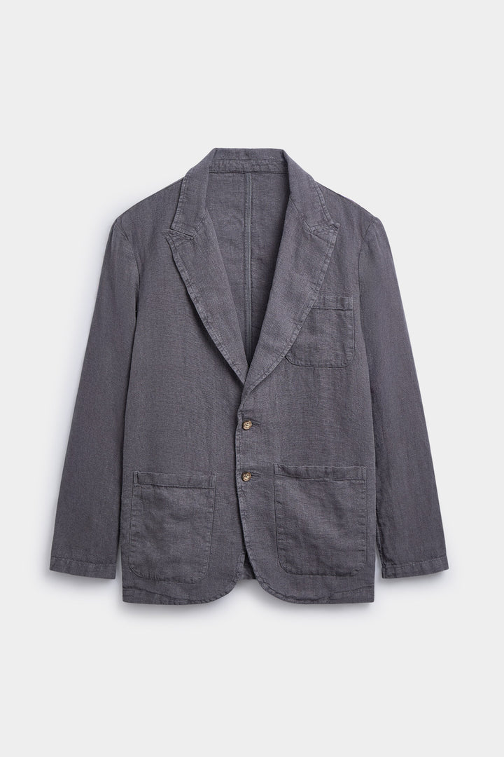 Blazer azul marinho de linho orgânico desestruturado