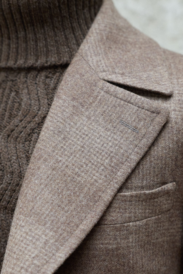 Abrigo Cruzado Príncipe de Gales Beige