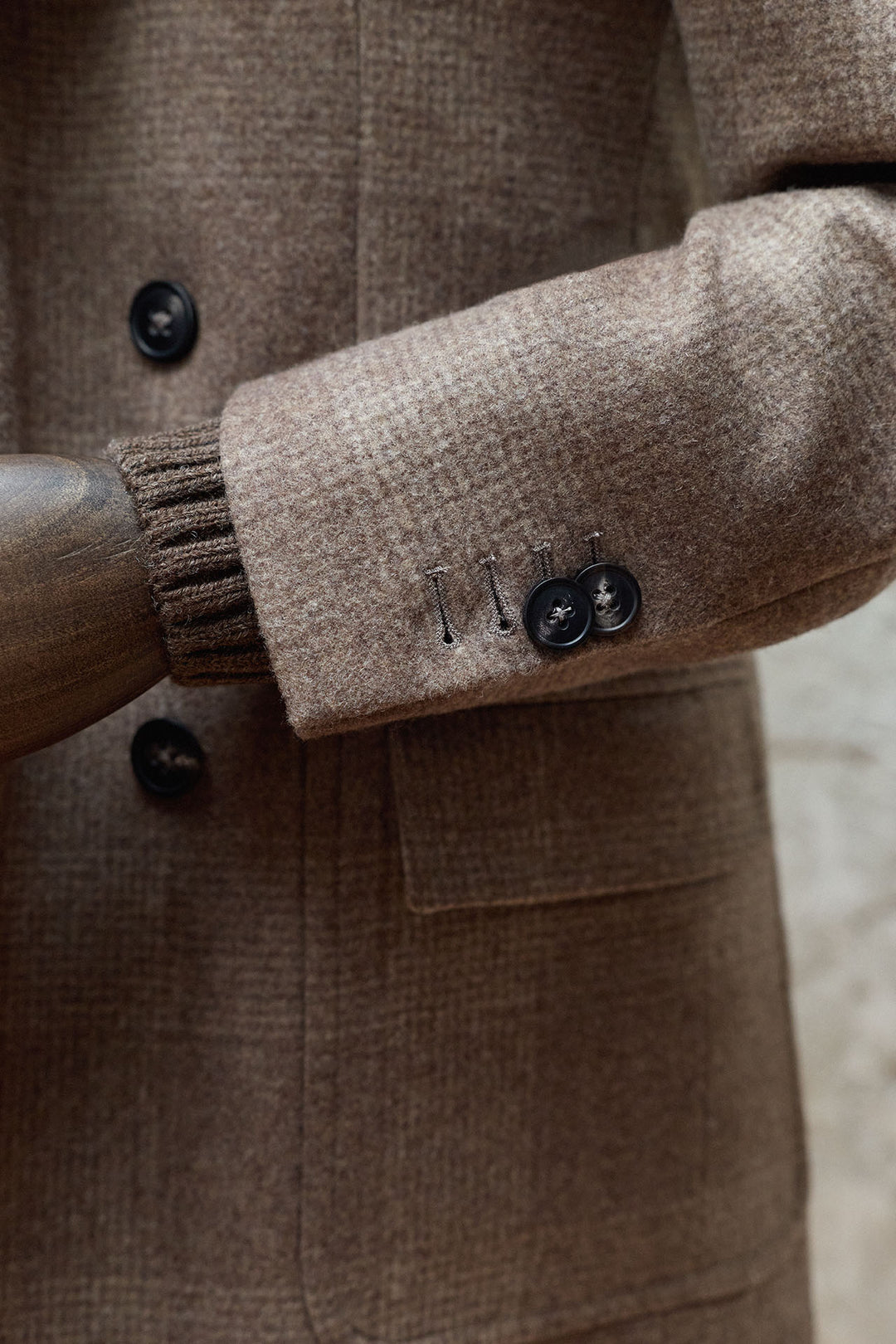 Abrigo Cruzado Príncipe de Gales Beige