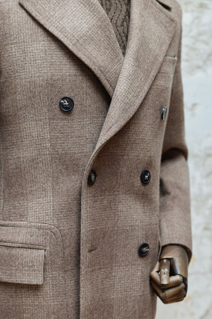 Abrigo Cruzado Príncipe de Gales Beige