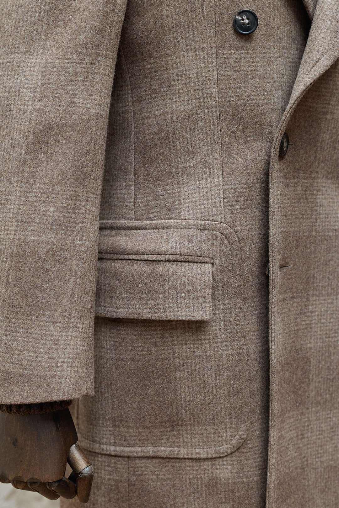 Abrigo Cruzado Príncipe de Gales Beige