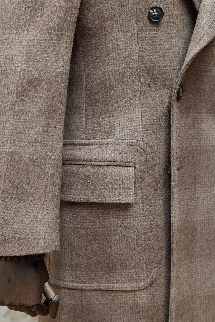 Abrigo Cruzado Príncipe de Gales Beige