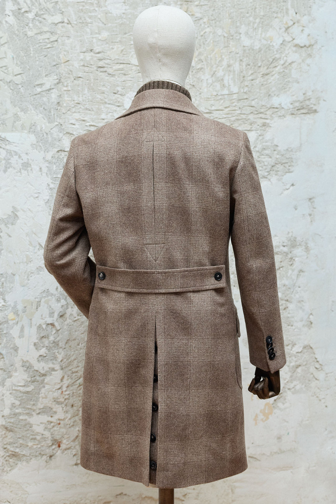 Abrigo Cruzado Príncipe de Gales Beige