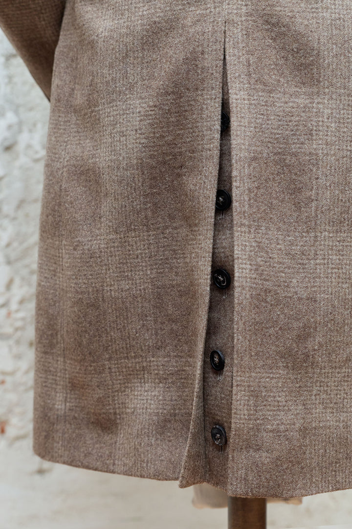 Abrigo Cruzado Príncipe de Gales Beige