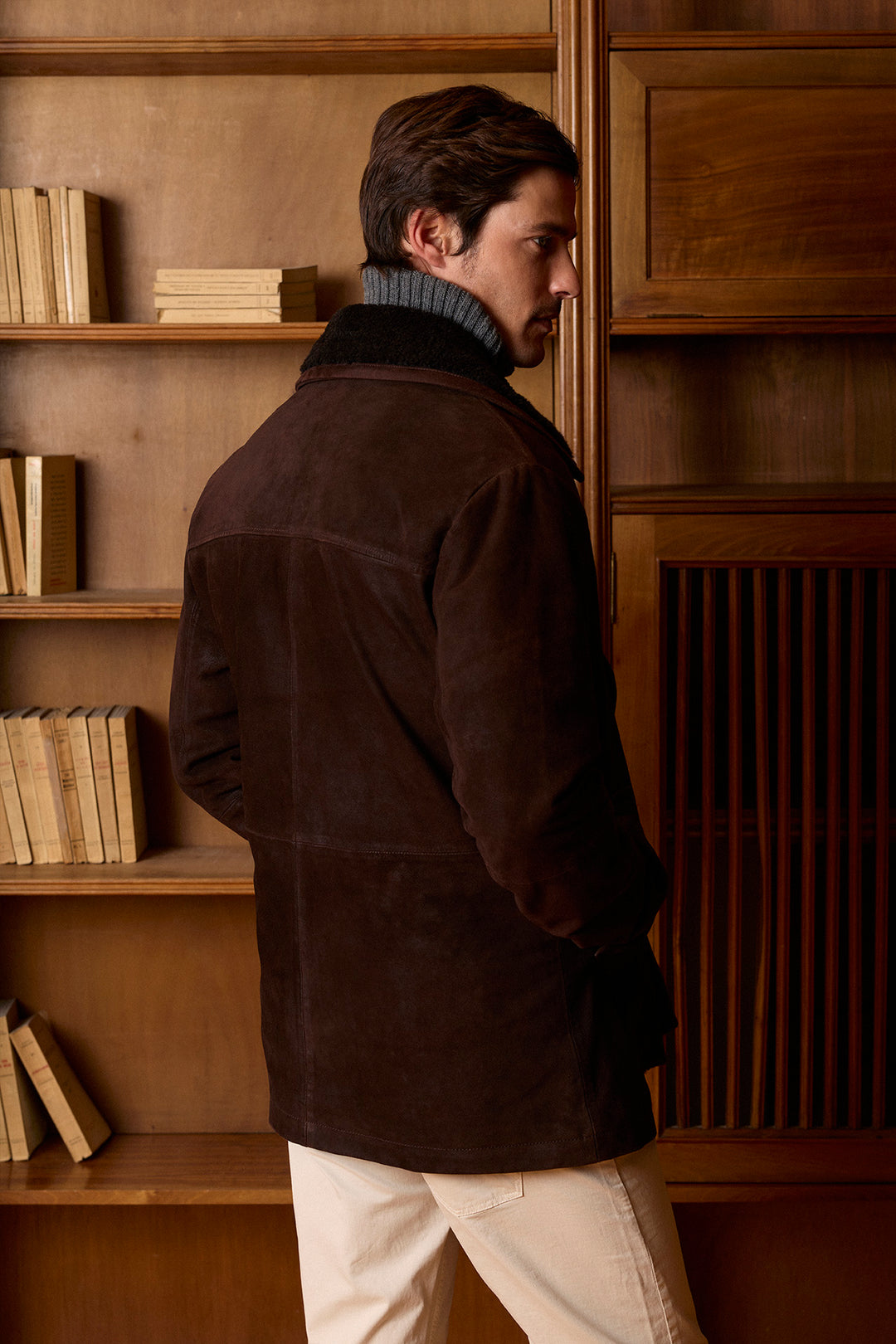 Chocolate Brown Nubuck Suede Coat