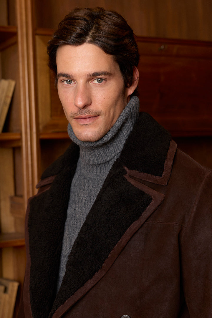 Chocolate Brown Nubuck Suede Coat