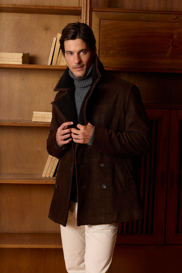 Chocolate Brown Nubuck Suede Coat