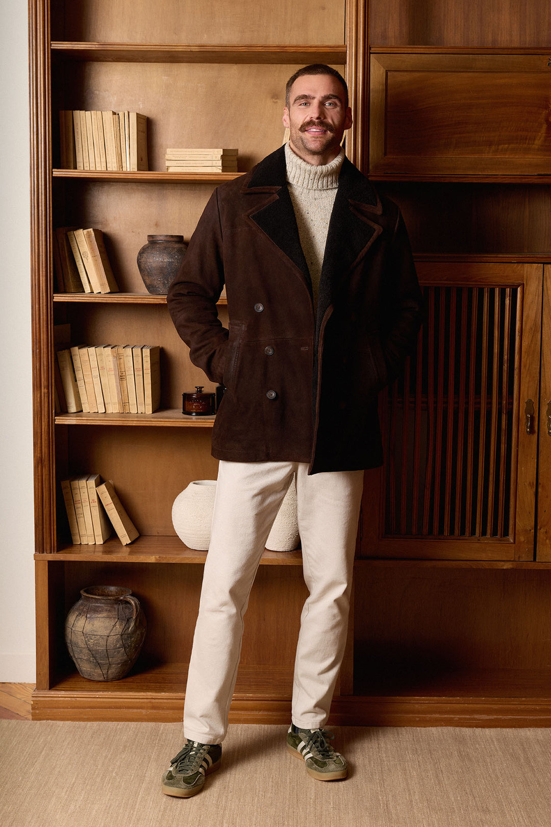 Abrigo Ante Nobuck Marrón Chocolate