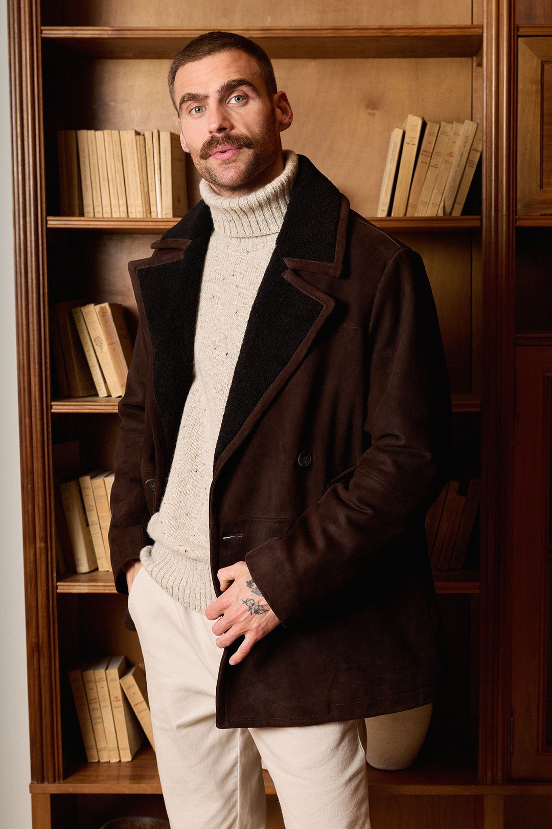 Abrigo Ante Nobuck Marrón Chocolate