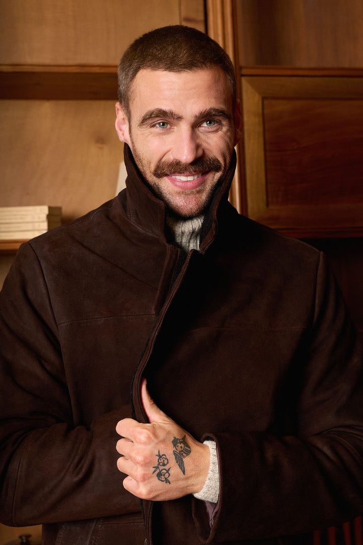 Abrigo Ante Nobuck Marrón Chocolate