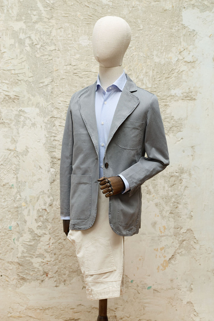 Blazer cinza aço desestruturado 100% algodão