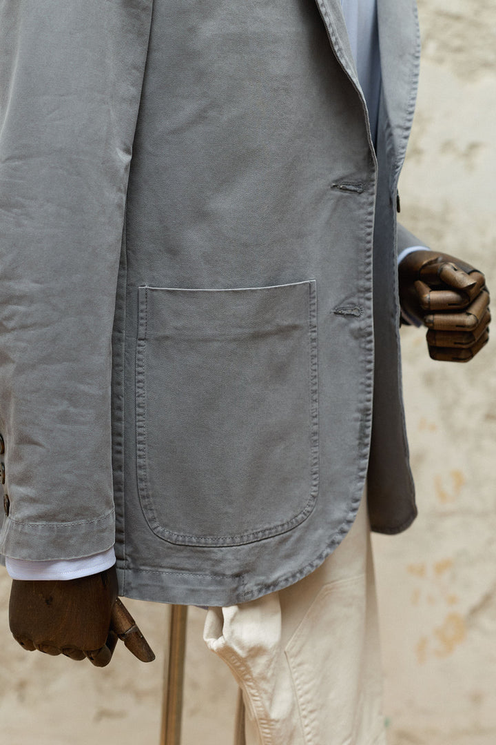 Blazer cinza aço desestruturado 100% algodão