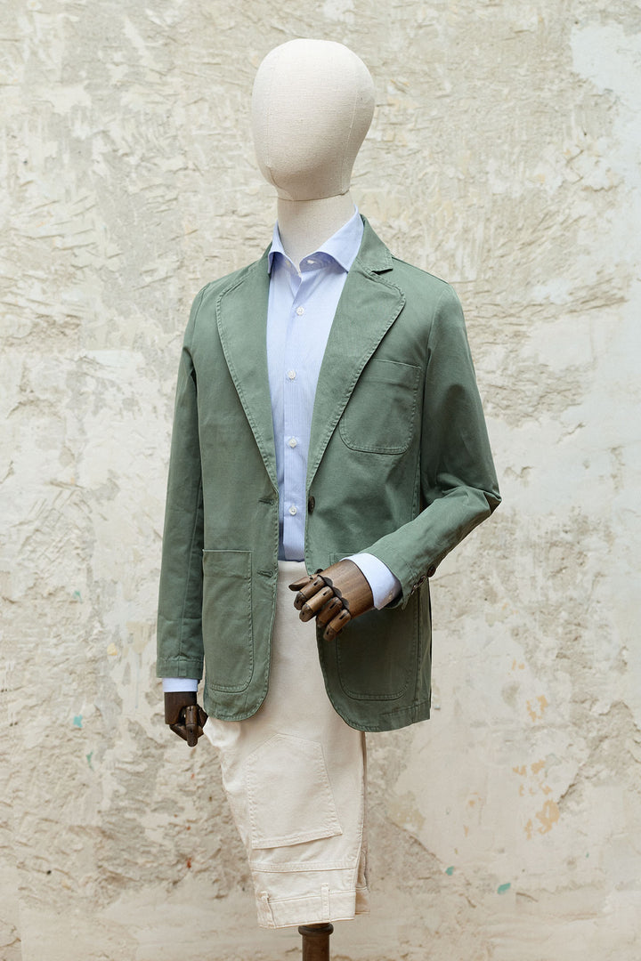 Jaqueta de caça verde desestruturada 100% algodão