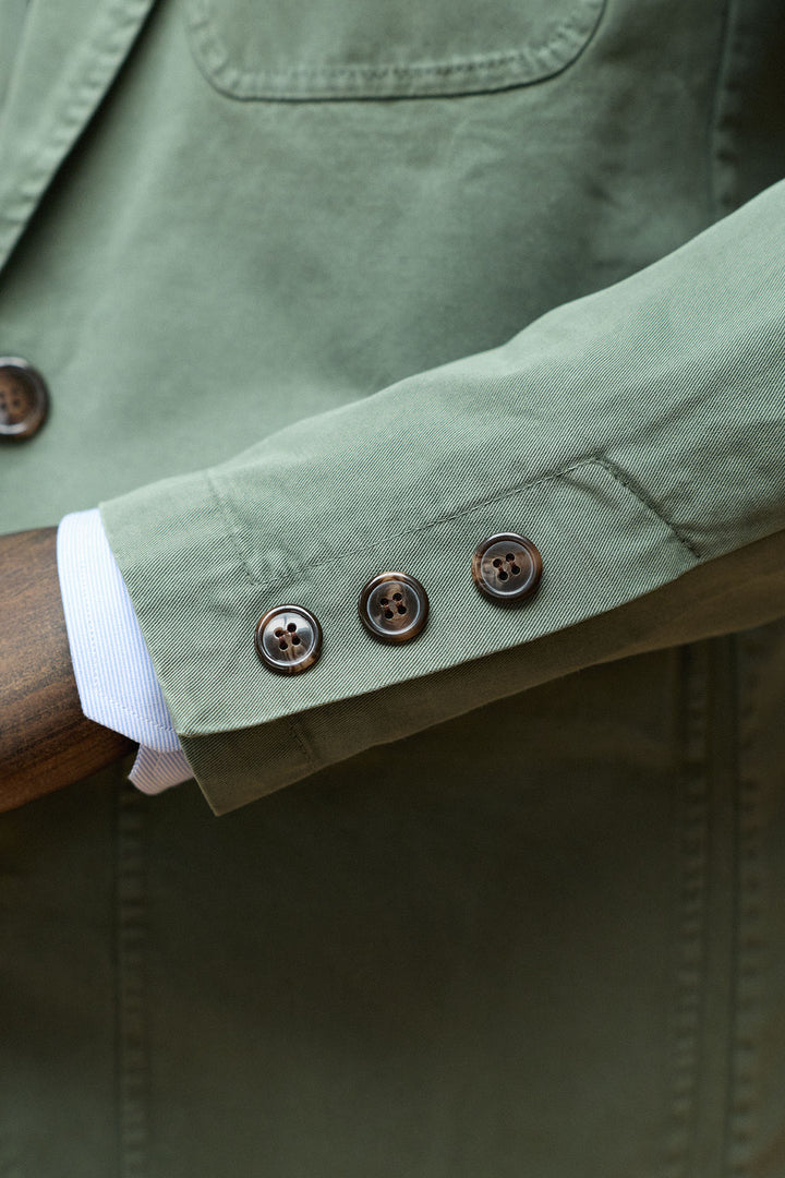 Jaqueta de caça verde desestruturada 100% algodão