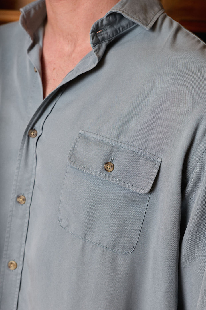 Camisa Algodón 2 Bolsillos Azul Claro