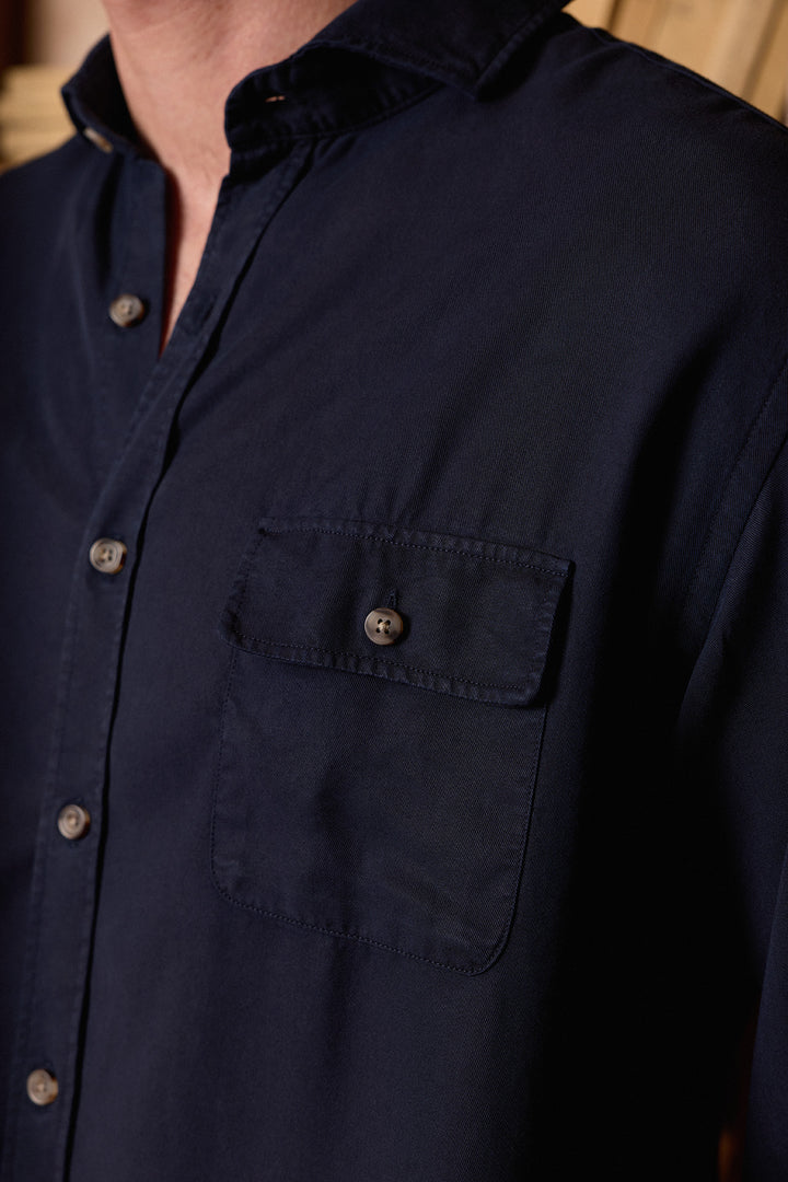 Camisa Algodón 2 Bolsillos Azul Marino