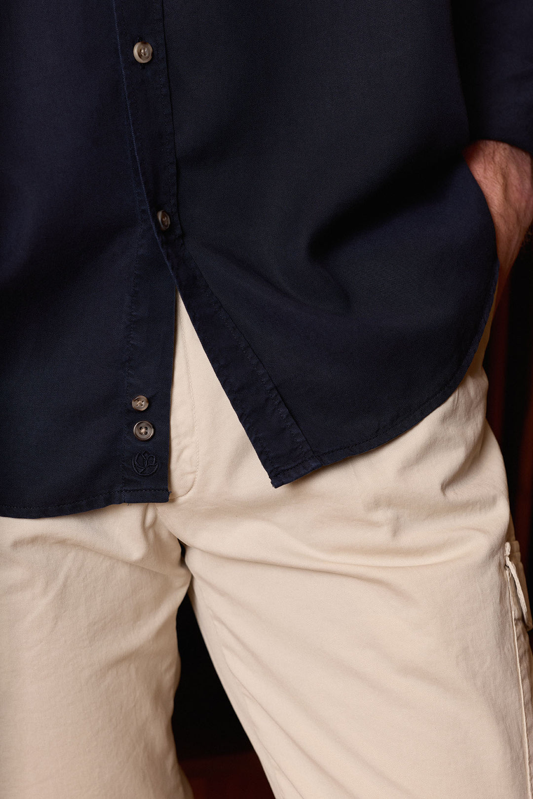 Camisa Algodón 2 Bolsillos Azul Marino