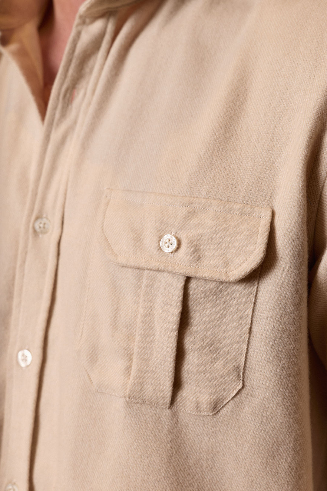 Camisa Algodón Perchado Beige