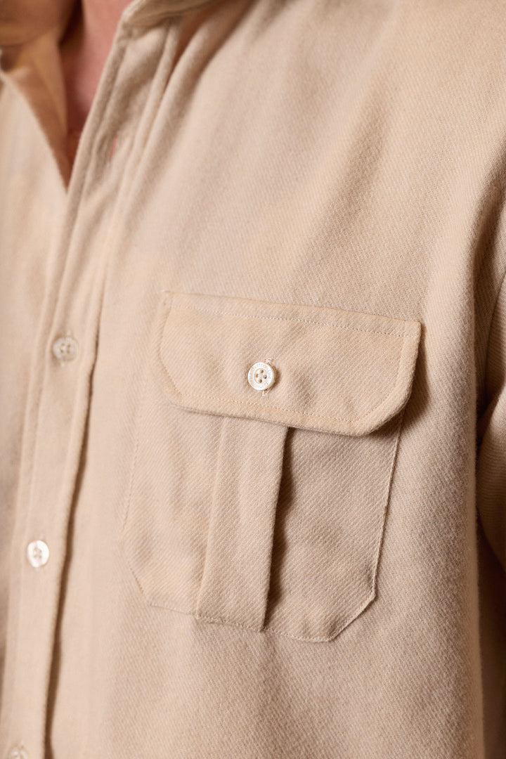 Camisa Algodón Perchado Beige