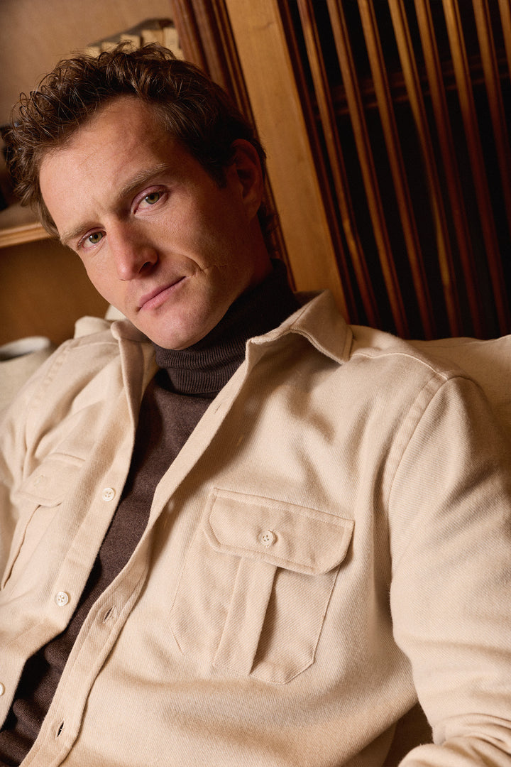 Camisa Algodón Perchado Beige