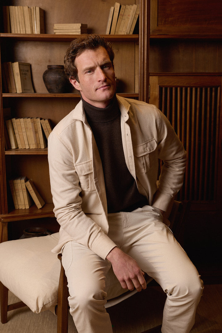 Camisa Algodón Perchado Beige