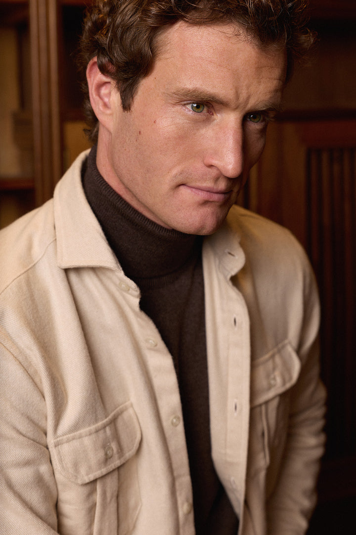 Camisa Algodón Perchado Beige