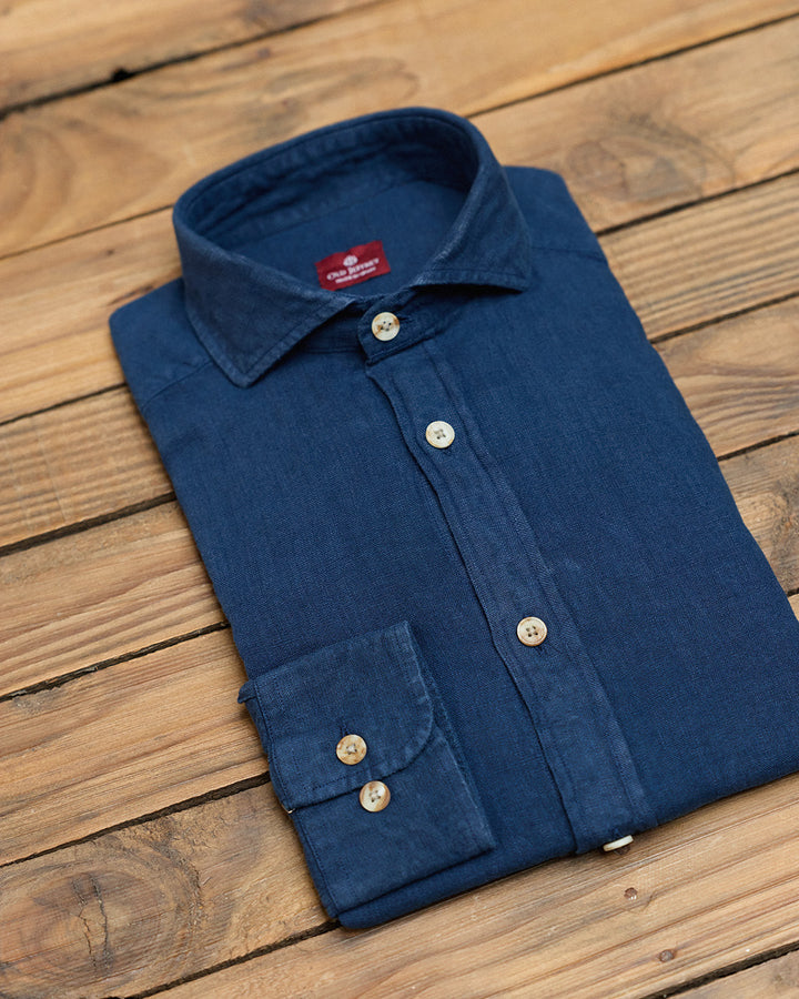 Camisa Clásica 100% Lino Marino
