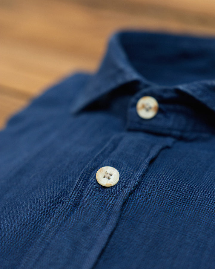 Camisa Clásica 100% Lino Marino