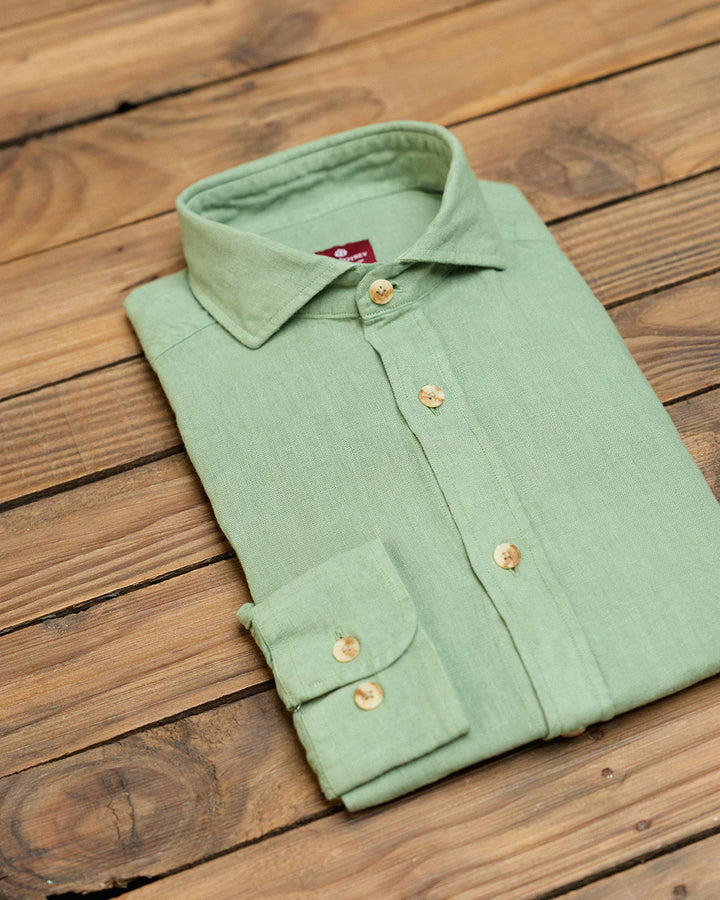 Camisa Clásica 100% Lino Verde Salvia
