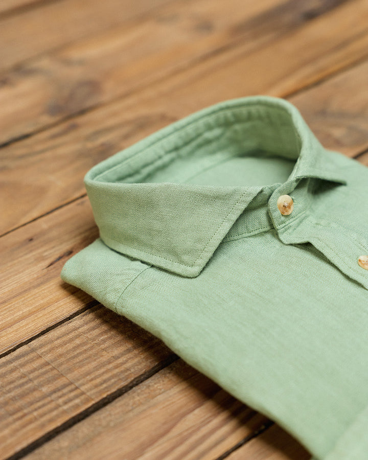 Camisa Clásica 100% Lino Verde Salvia