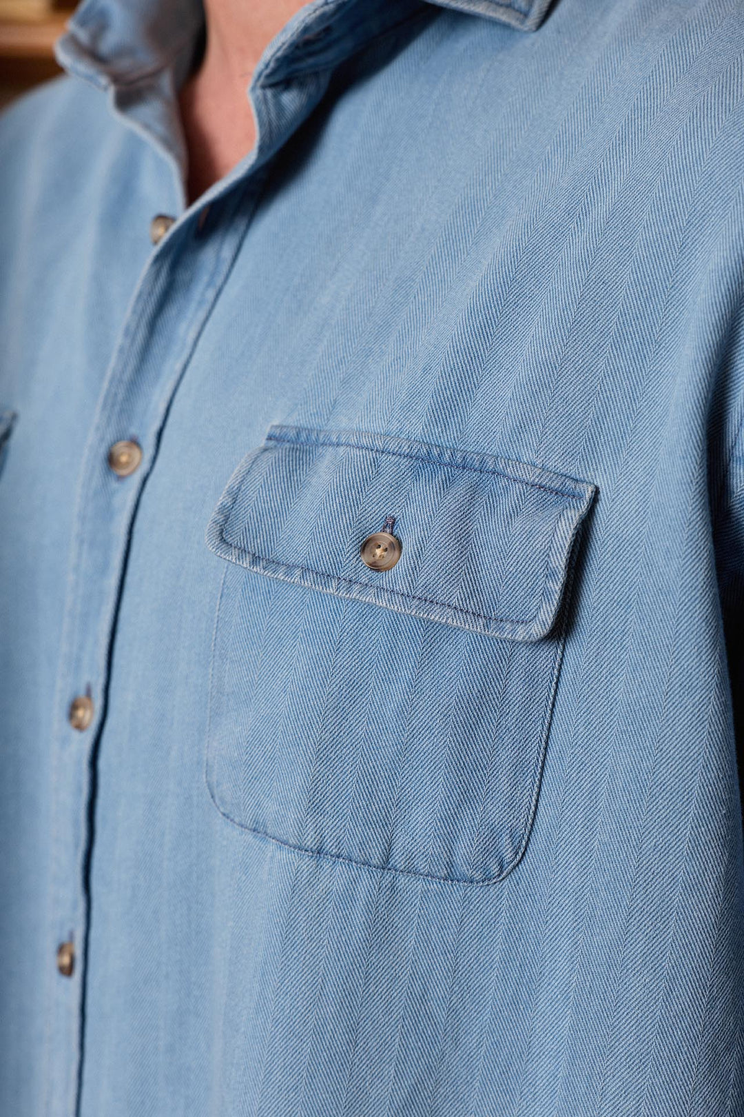 Camisa Denim Espiga 2 Bolsillos