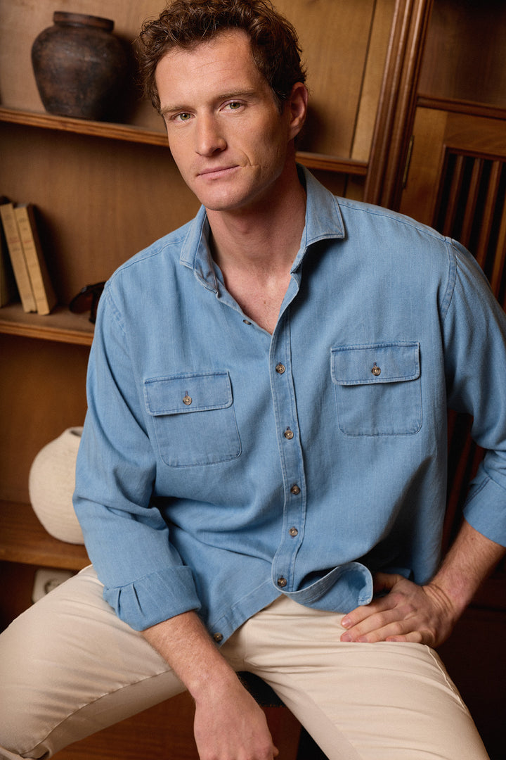 Camisa Denim Espiga 2 Bolsillos