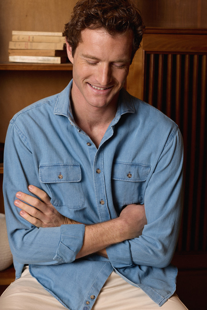 Camisa Denim Espiga 2 Bolsillos