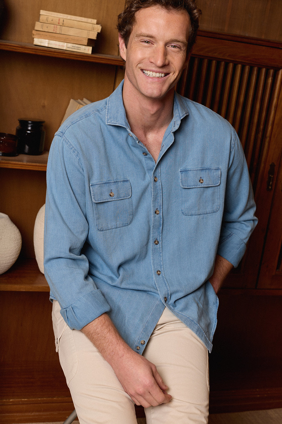 Camisa Denim Espiga 2 Bolsillos