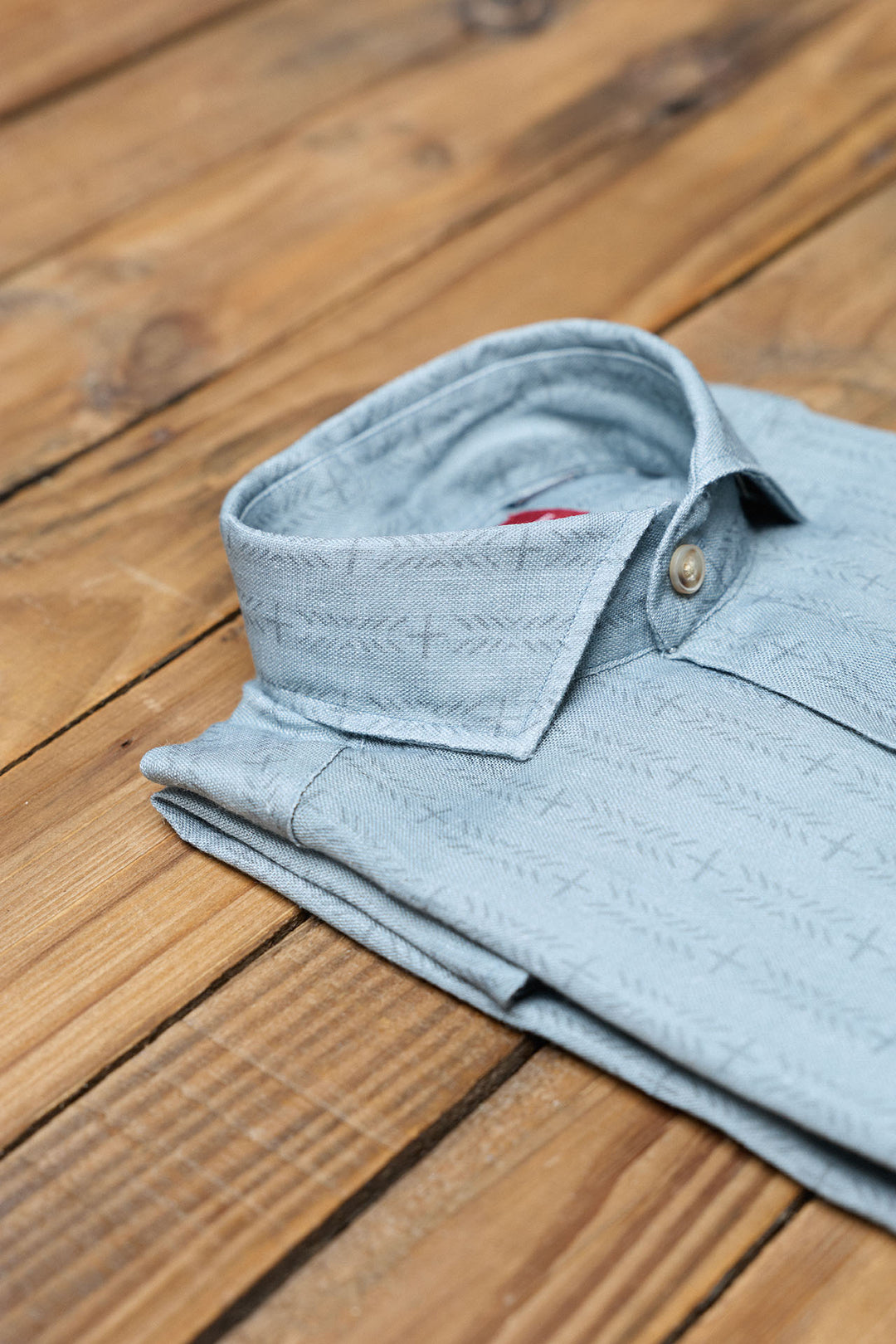 Blue Herringbone Linen Shirt
