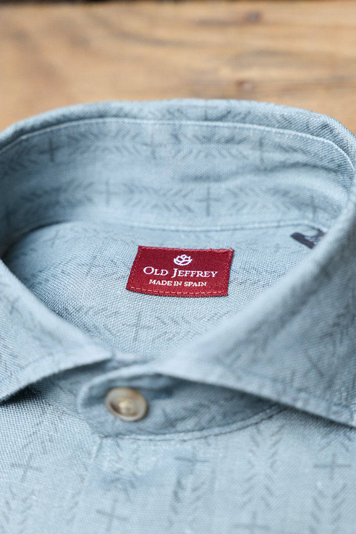 Blue Herringbone Linen Shirt