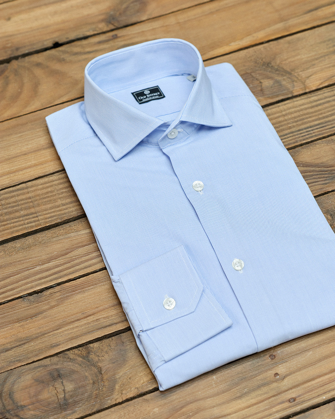 Blue Striped Dress Shirt Without Cufflinks