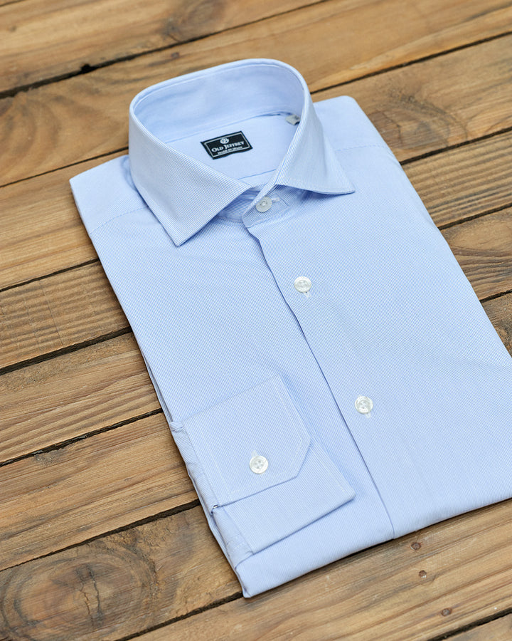 Blue Striped Dress Shirt Without Cufflinks