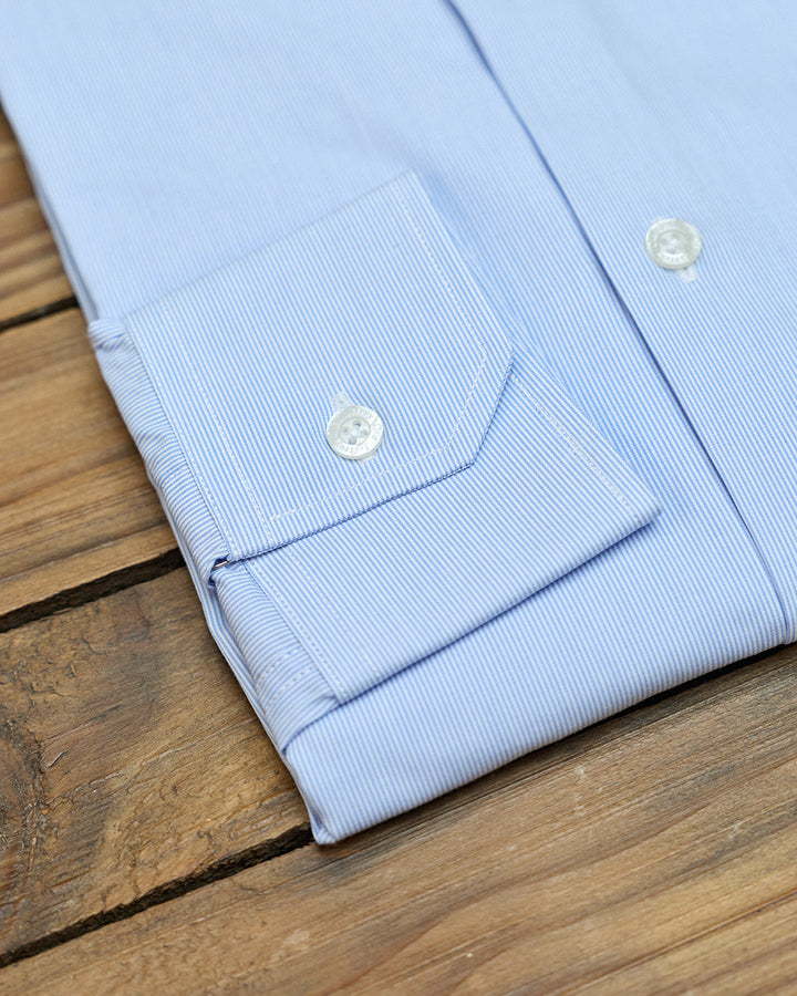 Blue Striped Dress Shirt Without Cufflinks