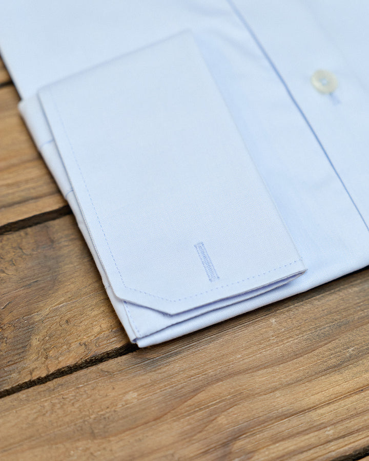 Camisa Vestir Azul Celeste Liso Con Gemelos