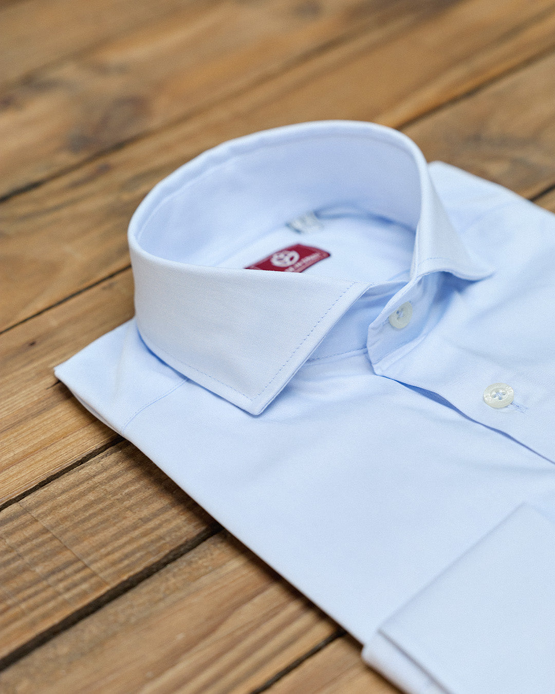 Camisa Vestir Azul Celeste Liso Con Gemelos