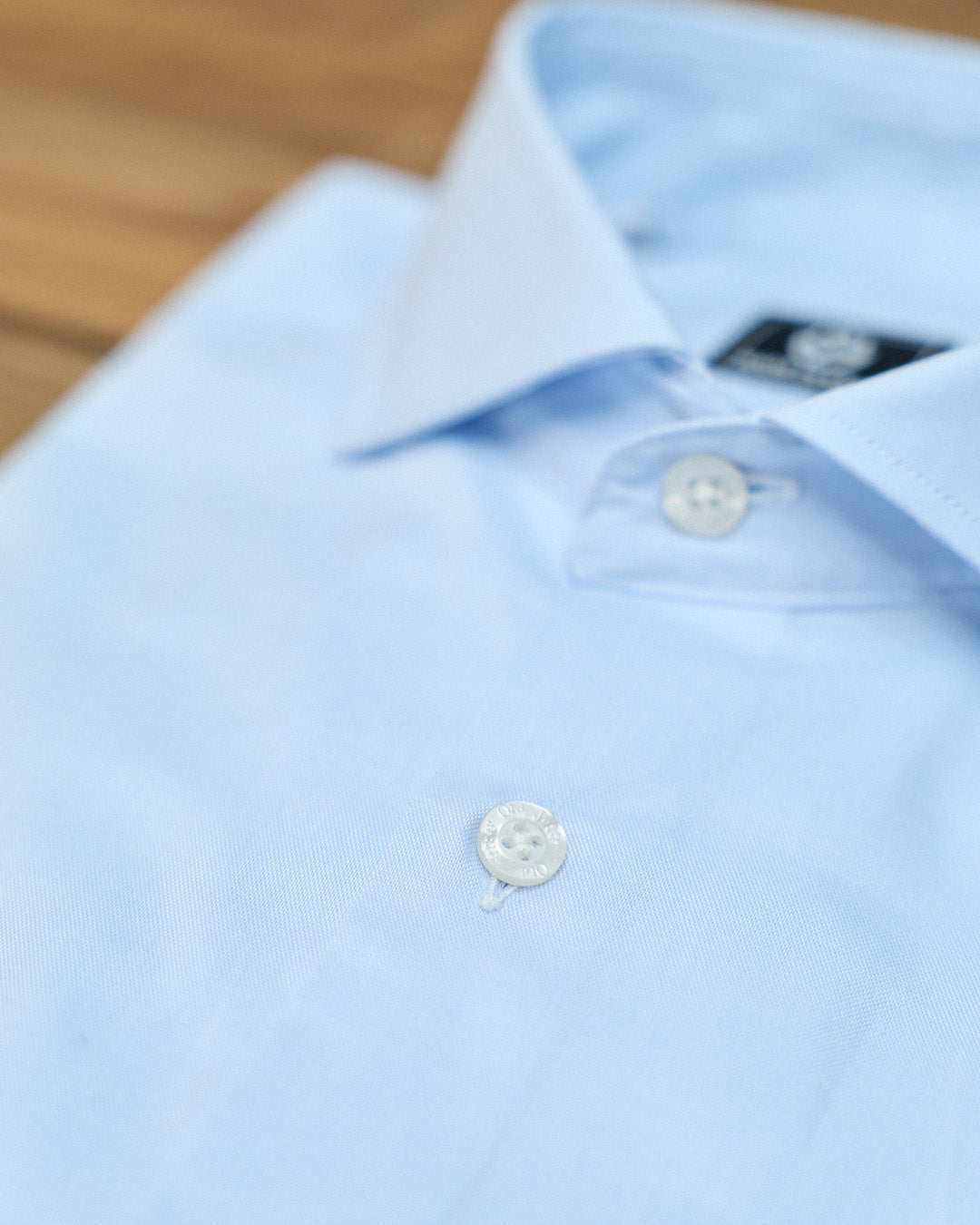 Camisa Vestir Azul Celeste Liso Sin Gemelos