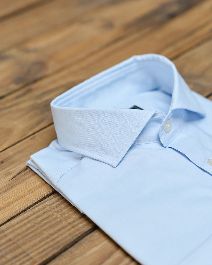 Camisa Vestir Azul Celeste Liso Sin Gemelos