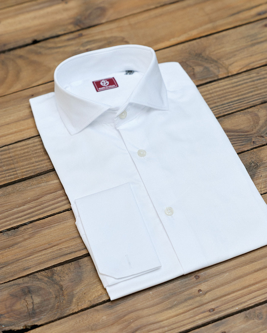 Camisa Vestir Blanco Liso Con Gemelos