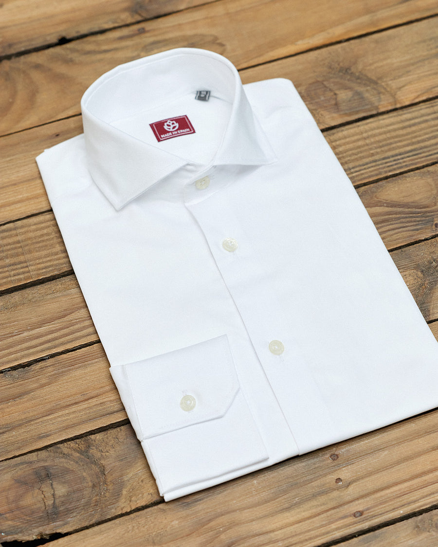 Camisa Vestir Blanco Liso Sin Gemelos