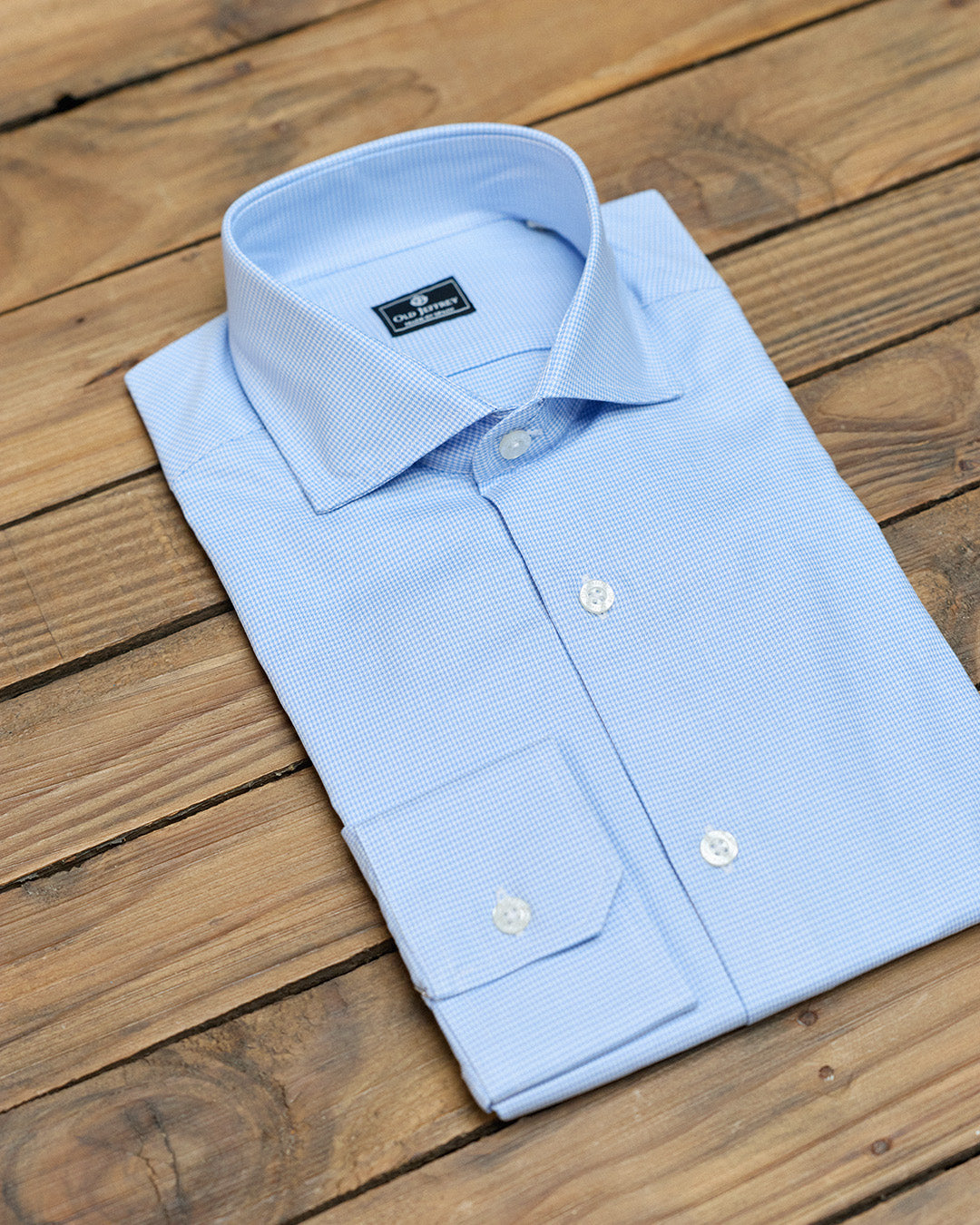 Light Blue Houndstooth Dress Shirt WITHOUT Cufflinks