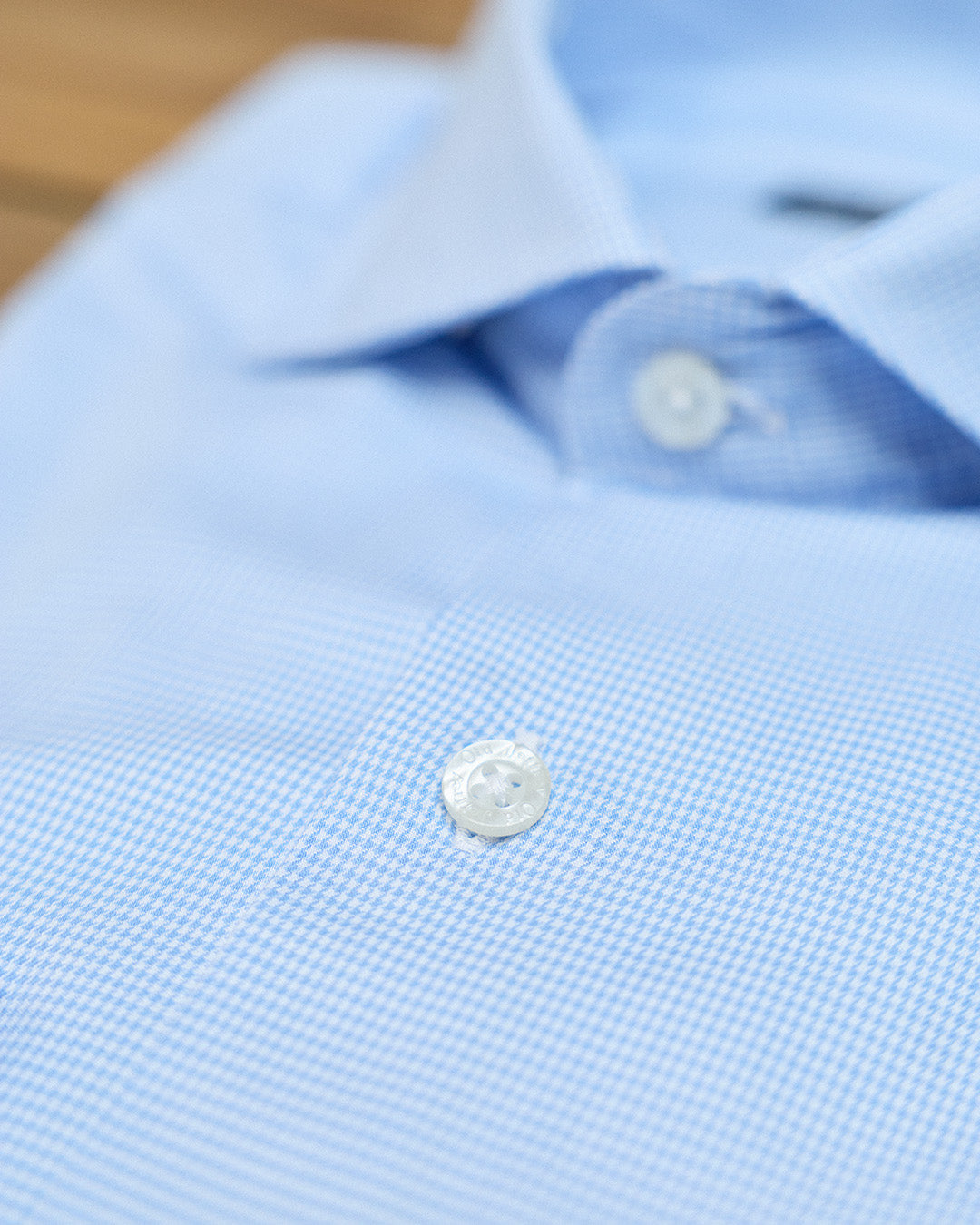 Light Blue Houndstooth Dress Shirt WITHOUT Cufflinks